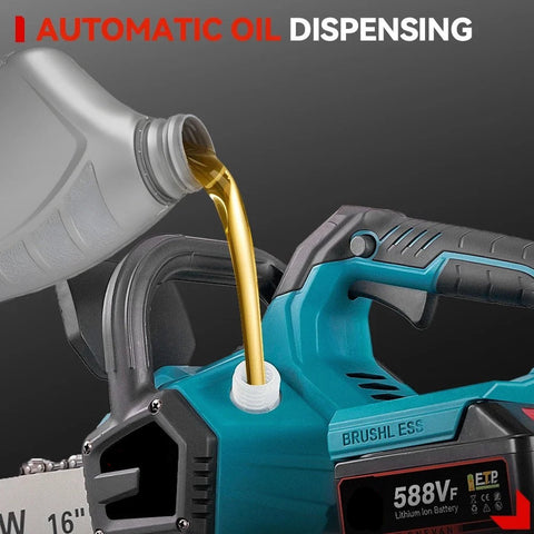 Elektrische Kettingzaag - Kettingzaag met Accu - Houtzaag - Houtbewerking - Boomzaag - Krachtig - 8000W - 16 Inch - 2 Accu's - Acculader - Ketting en Zaagblad - Noodstop - Verstelbare Ketting