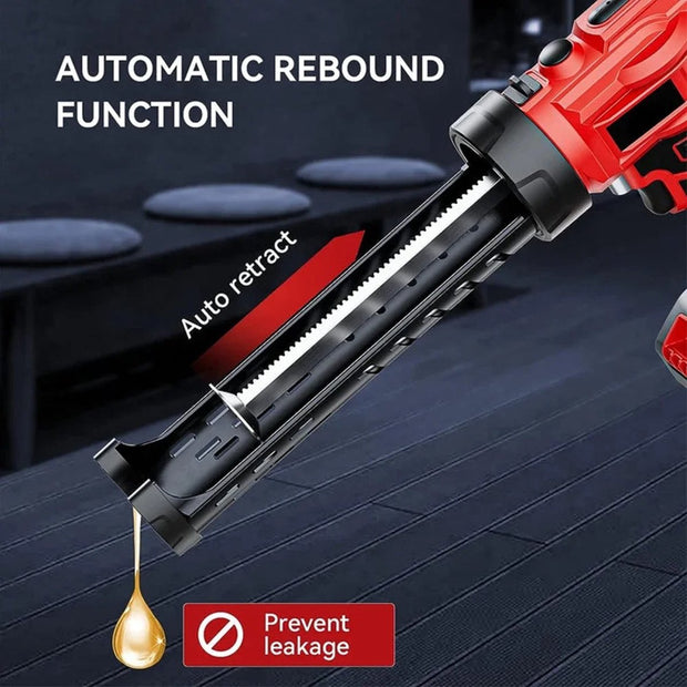 Kitspuit - Kitpistool - Elektrische Kitpistool - Inclusief: 2 Accu's & Oplader - Met LED Licht - Anti Lek - 4 Versnellingen - Rood