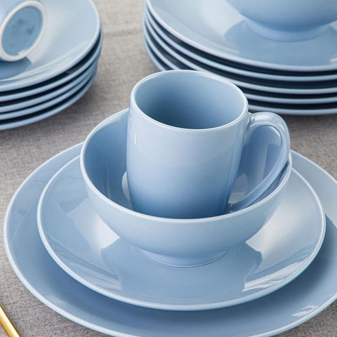 Luxe Serviesset – 16 delig – 4 persoons – Porselein - Bordenset – Dinner platen – Dessertborden - Kommen -Mokken - Paars