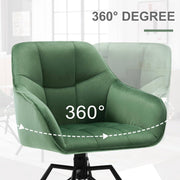 Draaibare eetkamerstoel - Fluwelen Beklede Stoel - Brede Zitting - Ergonomisch Ontwerp - 58.5cm x 82.5cm x 54.5cm - Donkergroen fluweel