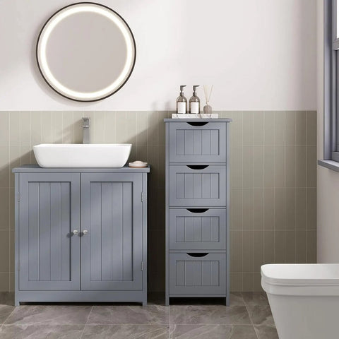 Badkamer organizer - Kast - Badkamerkasten - Badkamer - Kast - 30 cm x 82 cm x 30 cm - Lichtgrijs