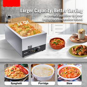 Commerciële Voedselverwarmer - Volledige Grootte - 1200W - 26,4L - Roestvrij Staal - Nat of Droog Gebruik - 6,5kg - Ideaal voor Buffet - Eetkraampjes en Barbecues