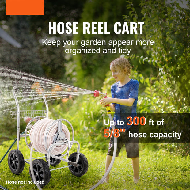 Slanghaspelwagen - Stevige Stalen Constructie - Grote Capaciteit - Een Weerbestendige Coating En Messing Fittingen - Met Antisliphandgreep Waardoor En Vier PU Wielen - Voor Bewateren Van Planten - Geen Slang