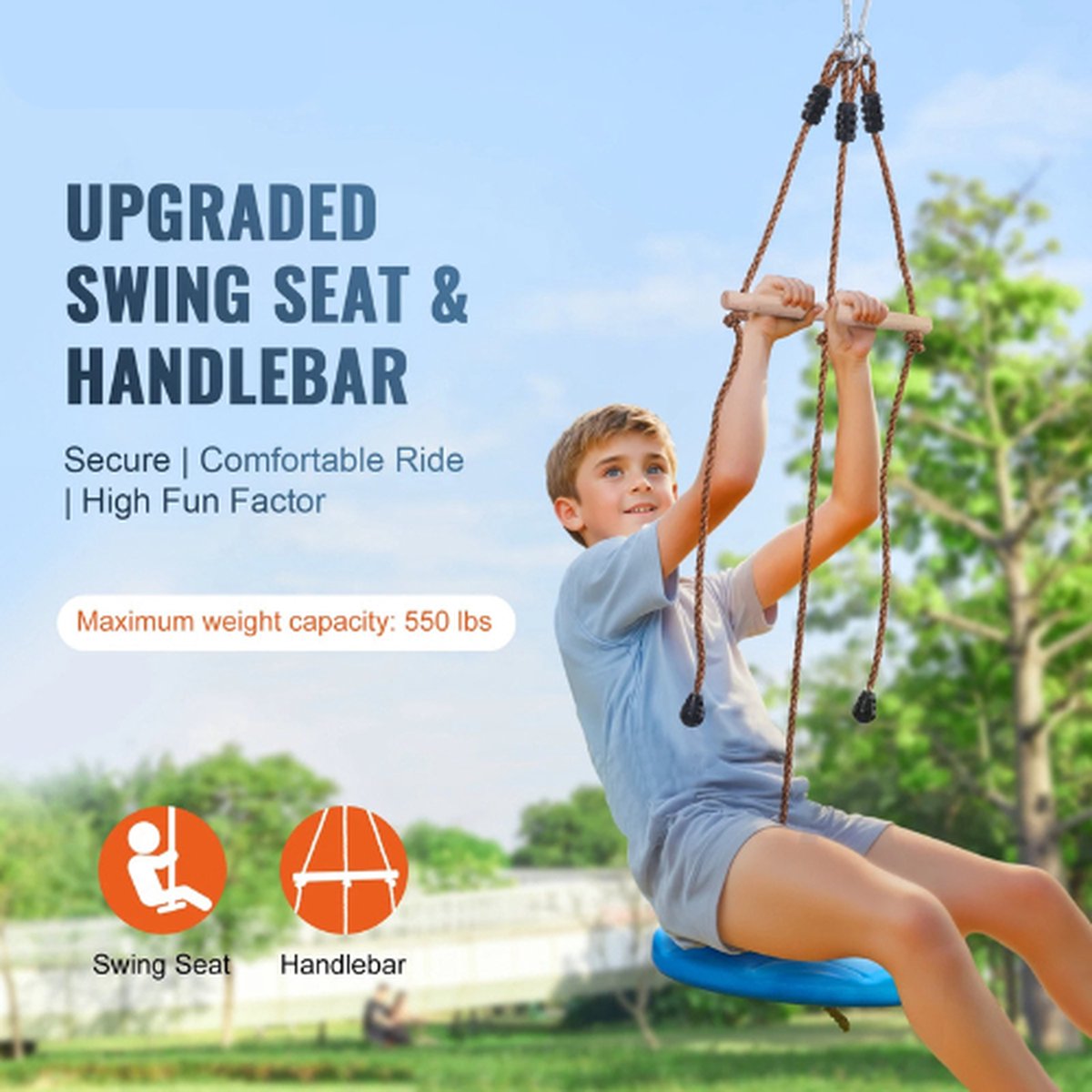 Kabelbaan - Zipline met schommel - Kabelbaan voor kinderen - DIY kabelbaan - Makkelijk te installeren - 20 meter