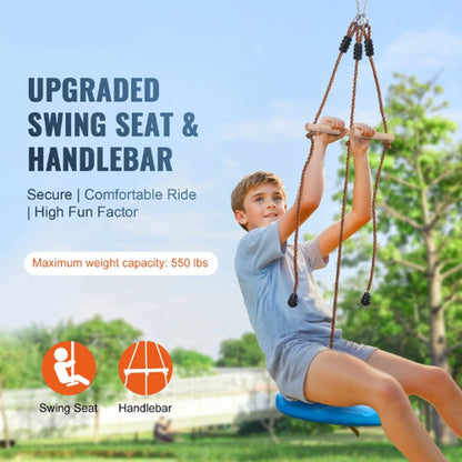 Kabelbaan - Zipline met schommel - Kabelbaan voor kinderen - DIY kabelbaan - Makkelijk te installeren - 20 meter