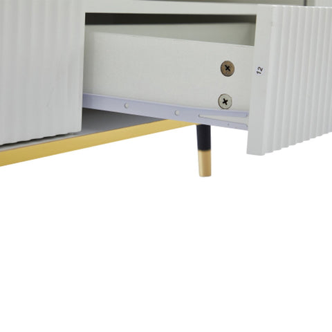 Modern Tv-kast - in Wit - Met een Uniek Patroon - 200x40x46cm - voor Televisie tot 80 inch - Twee Deuren - Kabelbeheer