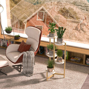 Design Plantenrek - 5-Laags - Bamboe- Modern Wit - Plantenstandaard voor Bloempotten - Tuin - Patio - Balkon - Serre - Planten