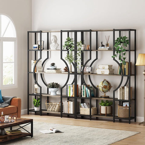 Boekenkast - Boekenrek met 5 Planken - Industrieel Vintage - Kasten Spaanplaat - Grijs en Zwart - 100 x 30 x 180 cm