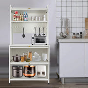 Keukenkast - Organizer - Voor magnetron - Met wielen - Incl hangrekken - 80x40x162,5 (LxBxH) - Handig voor in de keueken