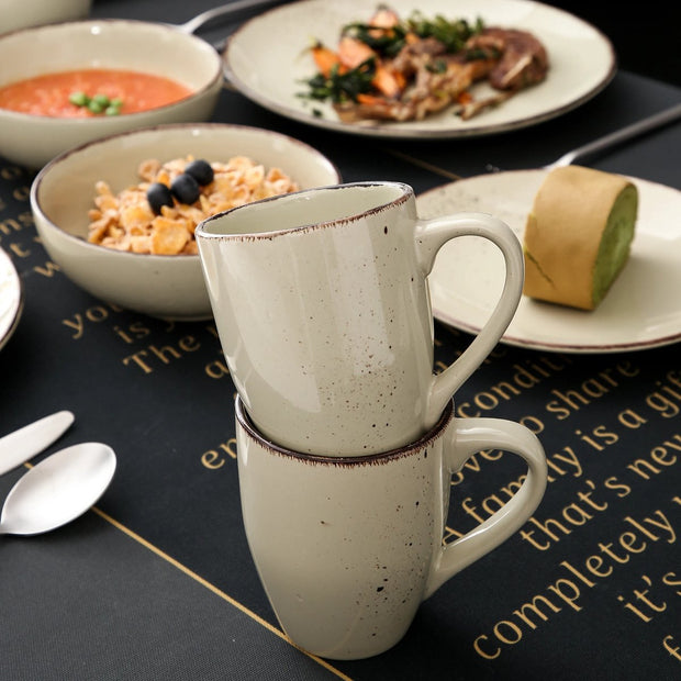 Serviesset - 32-delig - Steengoed Keramiek - Diner- & Dessertborden, 800ml Kommen & Mokken - Elegant & Milieuvriendelijk