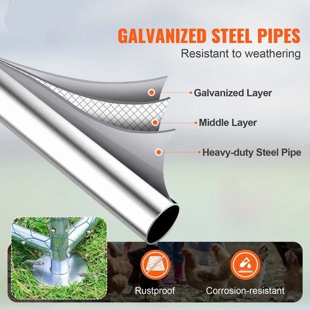 Dierenhok - Kippenhok - Kippenverblijf - 3x2x2m - Inloopkippenhok - Waterdicht Dak -Achtertuin - Boederij - Konijnenhok - Metaal