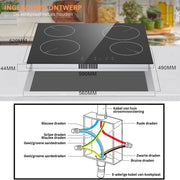 Elektrische Kookplaat 4 Pits - Elektrische Kookplaat 4 Branders - Keramische Kookplaat met Stekker - Zwart