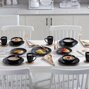 Luxe Serviesset - 32-Delig - 8 Persoons - Keramiek - Bordenset - Dinner Platen - Dessertborden - Kommen - Mokken - Schaaltjes - Zwart
