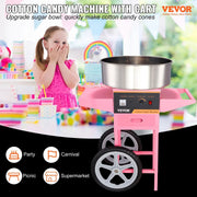 Cotton Candy Machines - Cotton Candy Machine - Electric Cotton Candy Machine with Cart - With stainless steel bowl, sugar scoop and tray