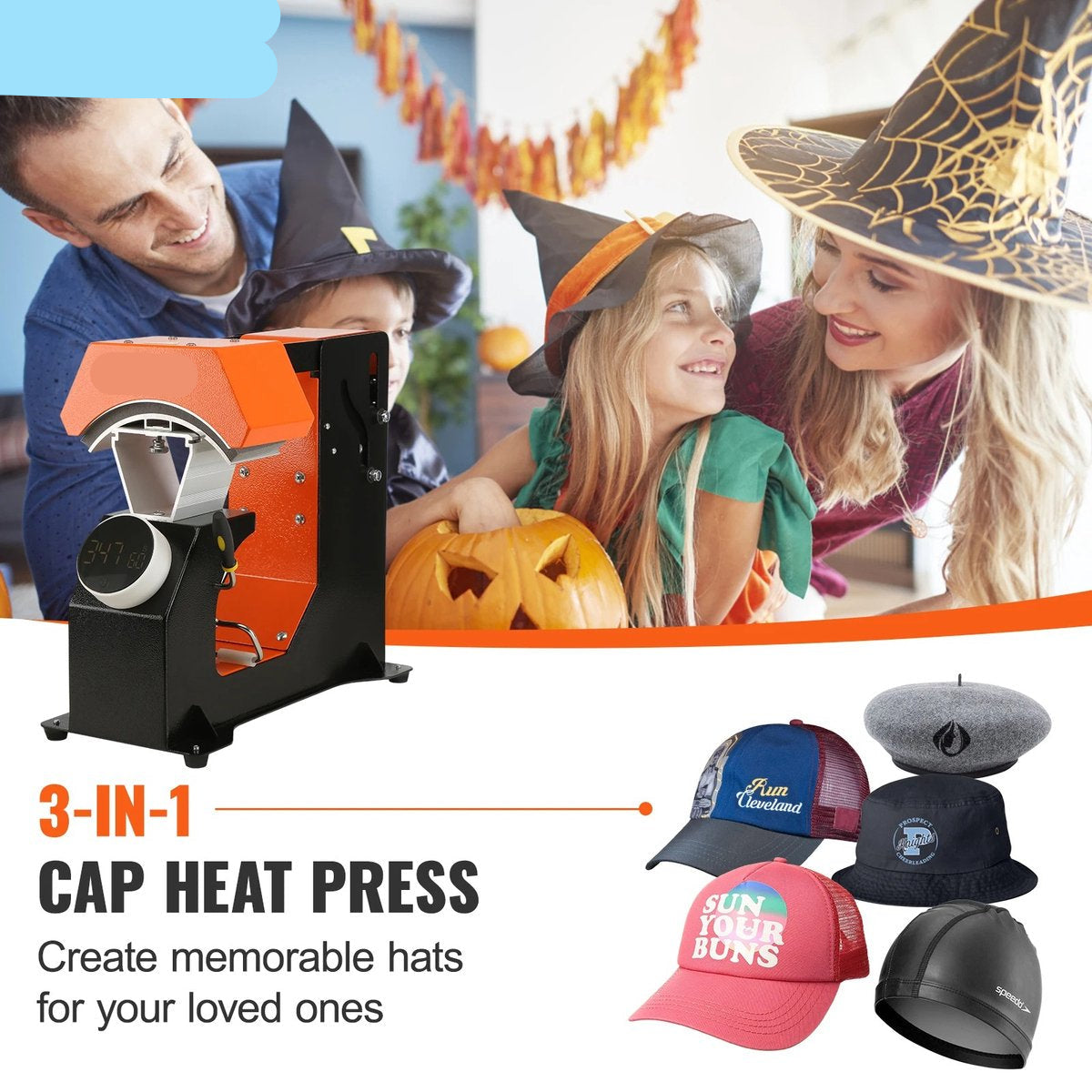 Transferpers - Heat press - 3 in 1 Hoed Cap Heat Press Machine