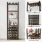 Wijnrek - 9-laags - Industrieel - Wijnrek Metaal - Staand Flessenrek voor 20 Flessen - Bruin en Zwart - 45 x 35 x 180 cm