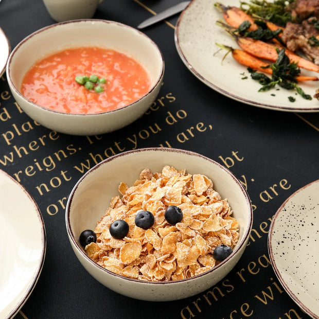 Serviesset - 32-delig - Steengoed Keramiek - Diner- & Dessertborden, 800ml Kommen & Mokken - Elegant & Milieuvriendelijk