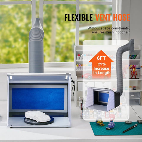 Paint Spray Booth - Airbrush - Extractor House - Extraction - Portable - Extractor Hose - Fan - 4 LED Lights - 1.90M