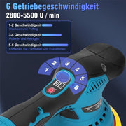 Elektrische excentrische auto polijstmachine - 21 V, inclusief polijstaccessoires - EU-versie