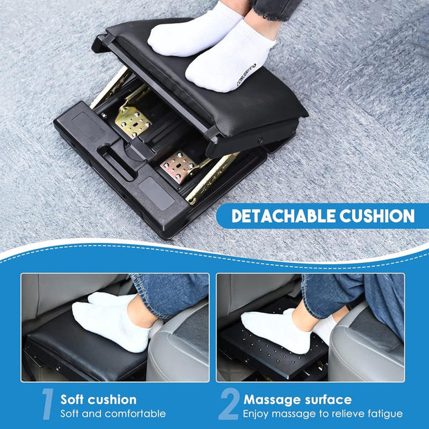 Footrest Desk with Massage Function - Ergonomic Footrest with Adjustable Leg Rest and Soft Cushion - Loadable up to 55 kg