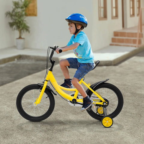 Kinderfiets - 16 Inch - Spelen - 5 tot 8 Jaar - Buiten - Geel / Wit