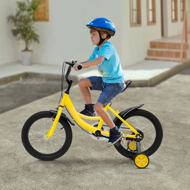 Kinderfiets - 16 Inch - Spelen - 5 tot 8 Jaar - Buiten - Geel / Wit