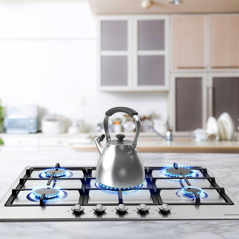 Gas hob 5 burners - Stainless steel - Incl. grids &amp; ignition protection