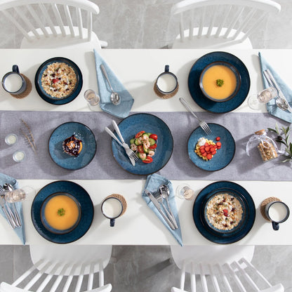 Dinnerware set - 8 persons - Porcelain - Dinnerware sets - 32 pieces - Plate set 8 persons - Plate set 32 ​​pieces - Blue