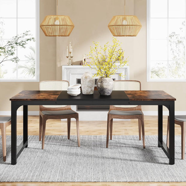 Keukentafel - Eettafel - 160 x 80 x 75 cm - Eetkamertafel voor 6-8 Personen - met Stevige Metalen Poten - Industrieel Design - Vintage - Rustiek Bruin