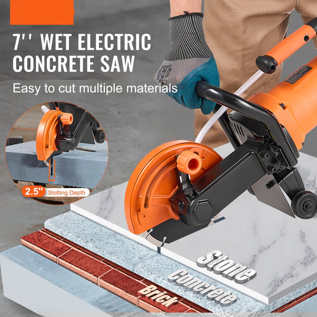 Elektrische Betonfrees - 2000W - Met Dubbele Schakelaar - Overbelastingsbeveiliging -15A Motor Van Zuiver Koper - Overbelastingsbeveiliging En Ingebouwd Gfci-Ontwerp - Geschikt Voor Het Zagen Van Verschillende Betonmaterialen