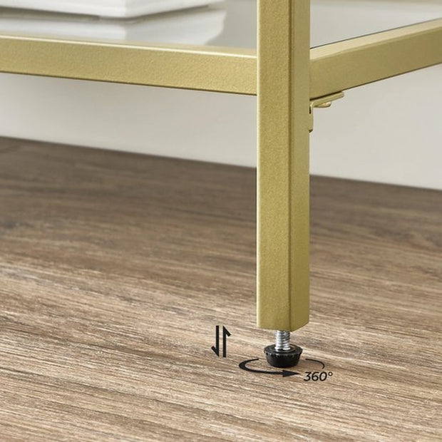 Dressoir - Wit - Goud - Ronde Salontafel - Bijzettafels - Bijzettafeltjes Woonkamer -Dressoirs - Dressoir Wit