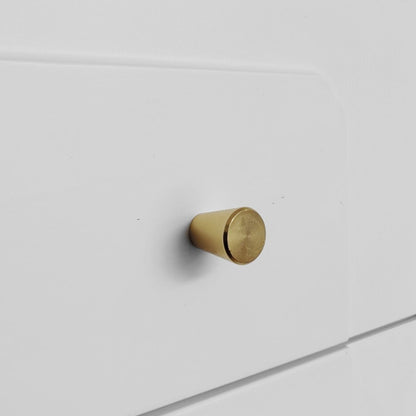 Lowboard - Tv-Meubel in Retrostijl - Gouden Handgrepen - Veel Opbergruimte - Met Rotan Deur - en Metalen Poten - Wit