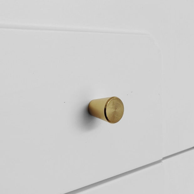 Lowboard - Tv-Meubel in Retrostijl - Gouden Handgrepen - Veel Opbergruimte - Met Rotan Deur - en Metalen Poten - Wit