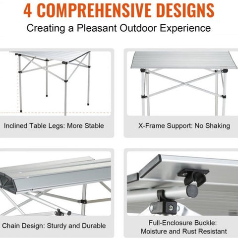 Vouwtafel Campingtafel - 705 x 700 x 700 mm - Opvouwbare Tuintafel - Balkontafel - Multifunctionele Tafel - 30 kg Belastbaar - Aluminium Campingtafel - Vouwtafel - Hittebestendig - Draagbaar