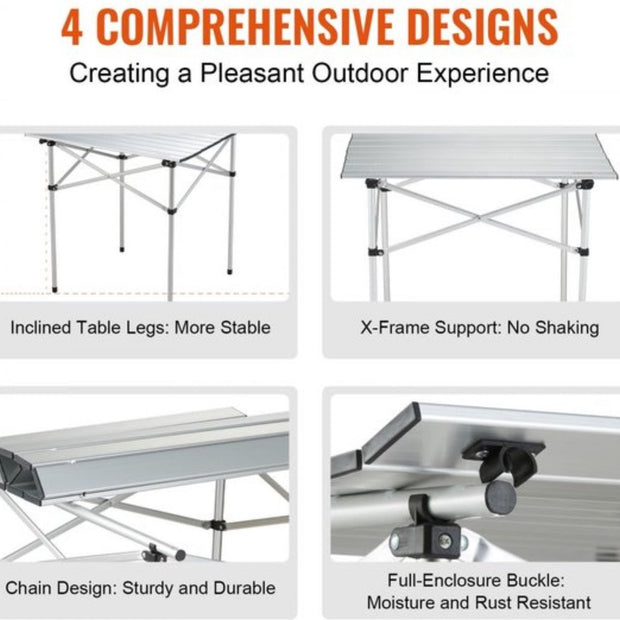 Vouwtafel Campingtafel - 705 x 700 x 700 mm - Opvouwbare Tuintafel - Balkontafel - Multifunctionele Tafel - 30 kg Belastbaar - Aluminium Campingtafel - Vouwtafel - Hittebestendig - Draagbaar