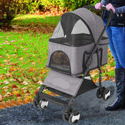 Vouwbare Hondenbuggy - Opvouwbare Dierenwage - voor Honden en Katten - 4-Wiel Dierentransport - Geschikt - voor Huisdieren tot 20 kg - Inclusief Afneembare Dekentje - en Regenhoes - Perfect Cadeau - voor Huisdiereigenaren