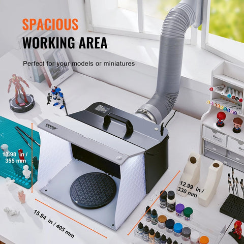 Paint Spray Booth - Airbrush - Extractor House - Extraction - Portable - Extractor Hose - Fan - 4 LED Lights - 1.90M