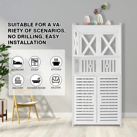 Badkamerkast - Opbergkast - Toiletkast - Badkamerplank - 40 cm x 25 cm x 90 cm - Wit