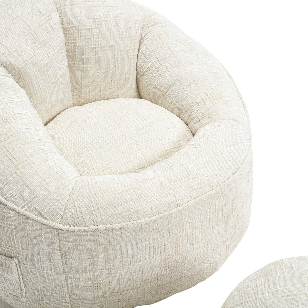 Zitzak met Voetensteun - Stoel met Hoge Druk Schuimvulling - Ergonomisch Ontwerp - Chenille Stof - 89x88x76 cm - Beige
