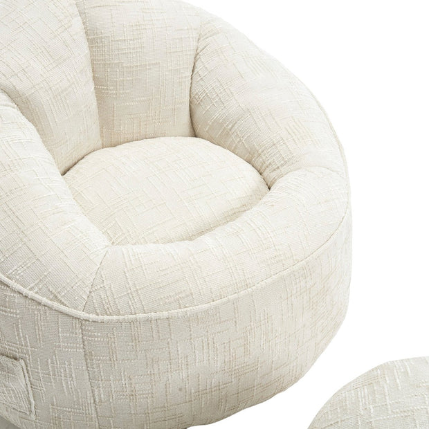Zitzak met Voetensteun - Stoel met Hoge Druk Schuimvulling - Ergonomisch Ontwerp - Chenille Stof - 89x88x76 cm - Beige