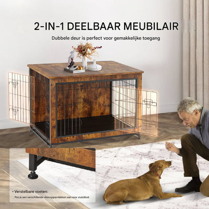 2-Deurs Hondenkennel - Meubelkennel - Duurzaam Stalen Frame - Inclusief Kussen