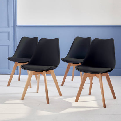 Kuipstoelen - set van 4 met houten poten - Sponskussen woonkamerstoel