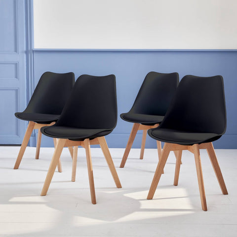 Kuipstoelen - set van 4 met houten poten - Sponskussen woonkamerstoel