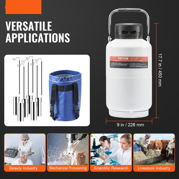 Tank Voor Vloeibare Stikstof - 3L - Gemaakt Van Aluminiumlegering Van Luchtvaartkwaliteit - Voor Duurzaamheid En Lichtgewicht - Ontwerp Van Vacuümisolatie -Toepassingen In Wetenschappelijk Onderzoek - Veeteelt - Mechanische Verwerking