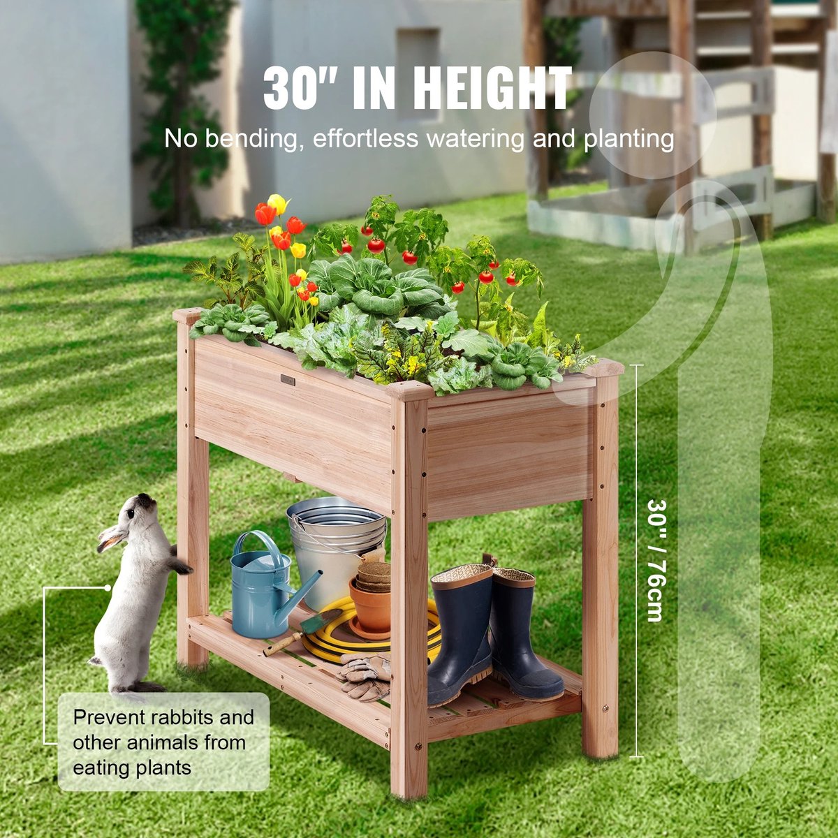 Kweekbak - Kweektafel op poten - Moestuintafel Verhoogd - Kweektafel moestuin - Kruidenbak Op Poten - Kruidenbak Buiten Hout - 86x46x76cm - Hout/100kg Draagvermogen