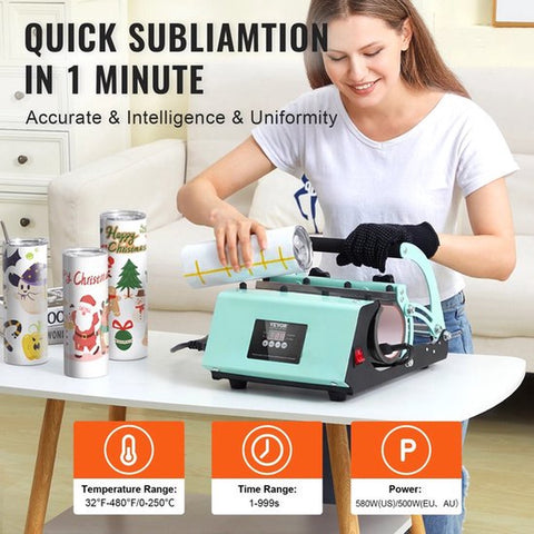 Warmte Persmachine/Sublimatie Machine - + Gratis 8X Tuimelaar bekers - Mok Pers - Cup Pers - Met handschoenen