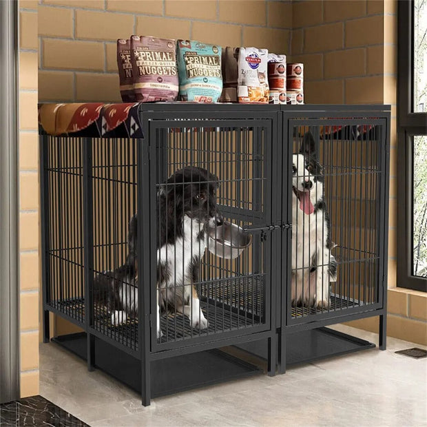 Zware Duo Hondenbench - Robuust en Ruim - Verdeler / Scheider Uitneembaar - Dubbele Deur - Tot 150kg - 100x100x130 cm