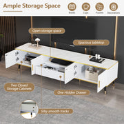 Modern Tv-kast - in Wit - Met een Uniek Patroon - 200x40x46cm - voor Televisie tot 80 inch - Twee Deuren - Kabelbeheer