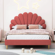Gestoffeerd Bed - Bloemvormig Hoofdeind - Zonder Matras - 140x200 cm - Wine Red