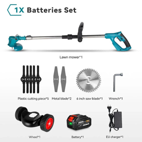 Professionele Accu Grasmaaier - 3-in-1 Trimmen Maaien Zagen - Gratis Accu 18V  - Draadloos - Telescopische Steel - Zaag- en Maaiblad